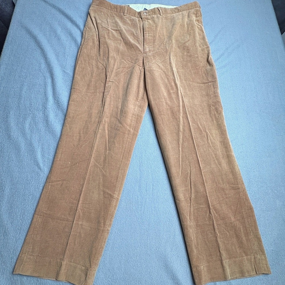 Polo Golf Ralph Lauren Mens Tan Corduroy Pants Straight Leg 40x30 Flat Front